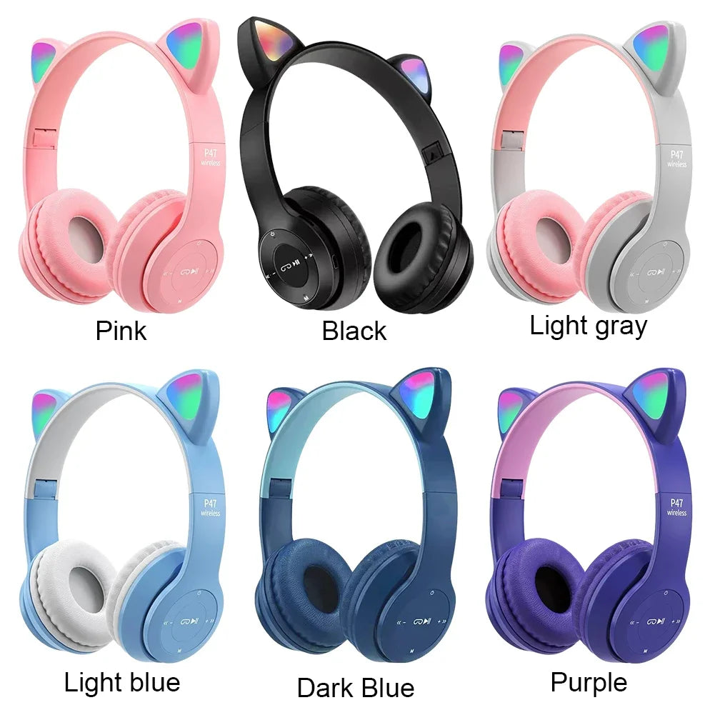 Cute Cat Ear Bluetooth Compatible Headset