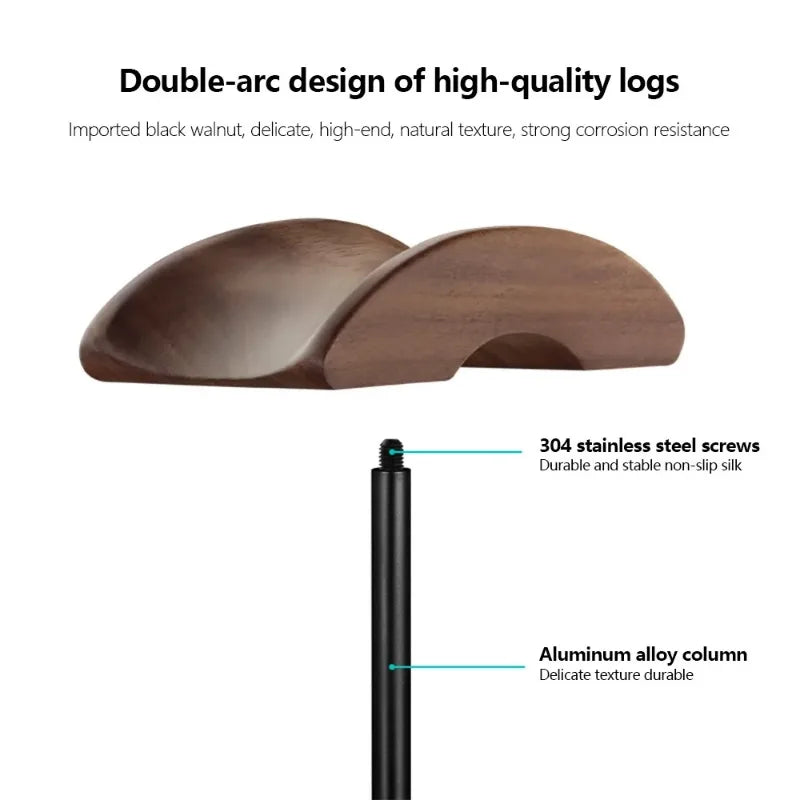 Black Walnut Wood & Aluminum Headphone