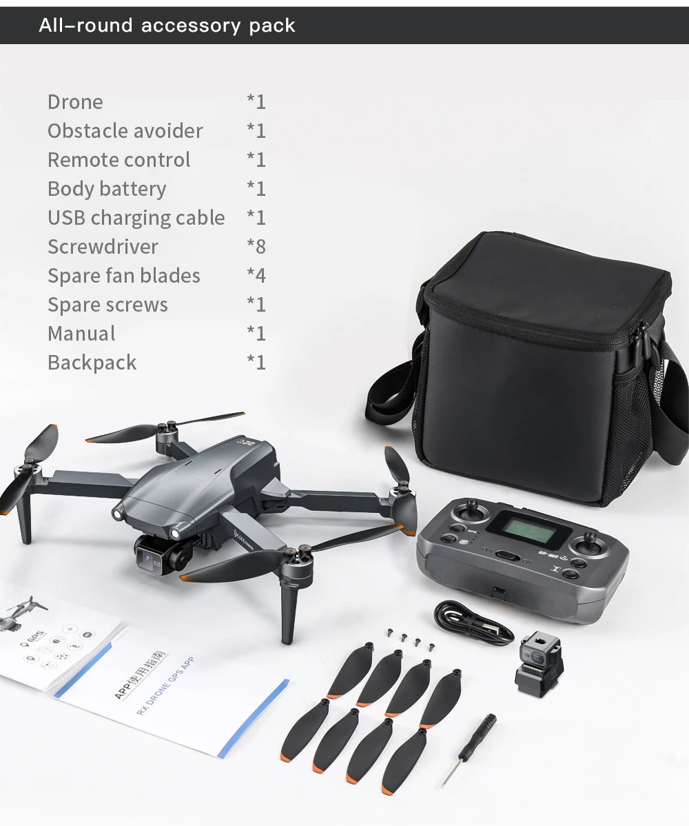 2024 New L600 PRO MAX GPS Drone 5KM 4K Professional HD Dual Camera 3-Axis Gimbal 360 Obstacle Avoidance Brushless Quadcopter Toy