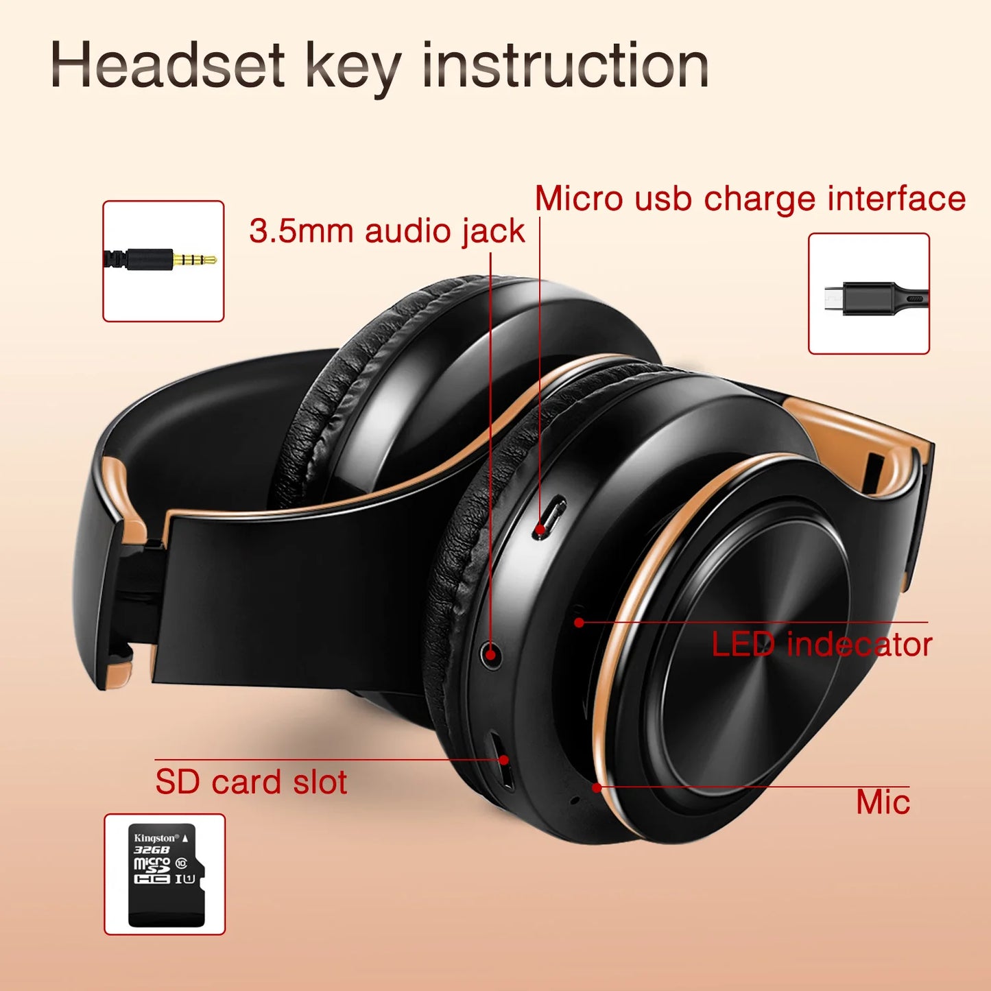 Gold Wireless Headphones
