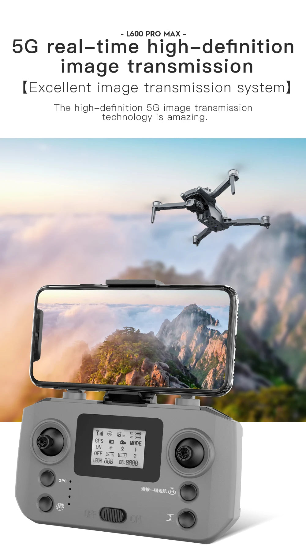2024 New L600 PRO MAX GPS Drone 5KM 4K Professional HD Dual Camera 3-Axis Gimbal 360 Obstacle Avoidance Brushless Quadcopter Toy