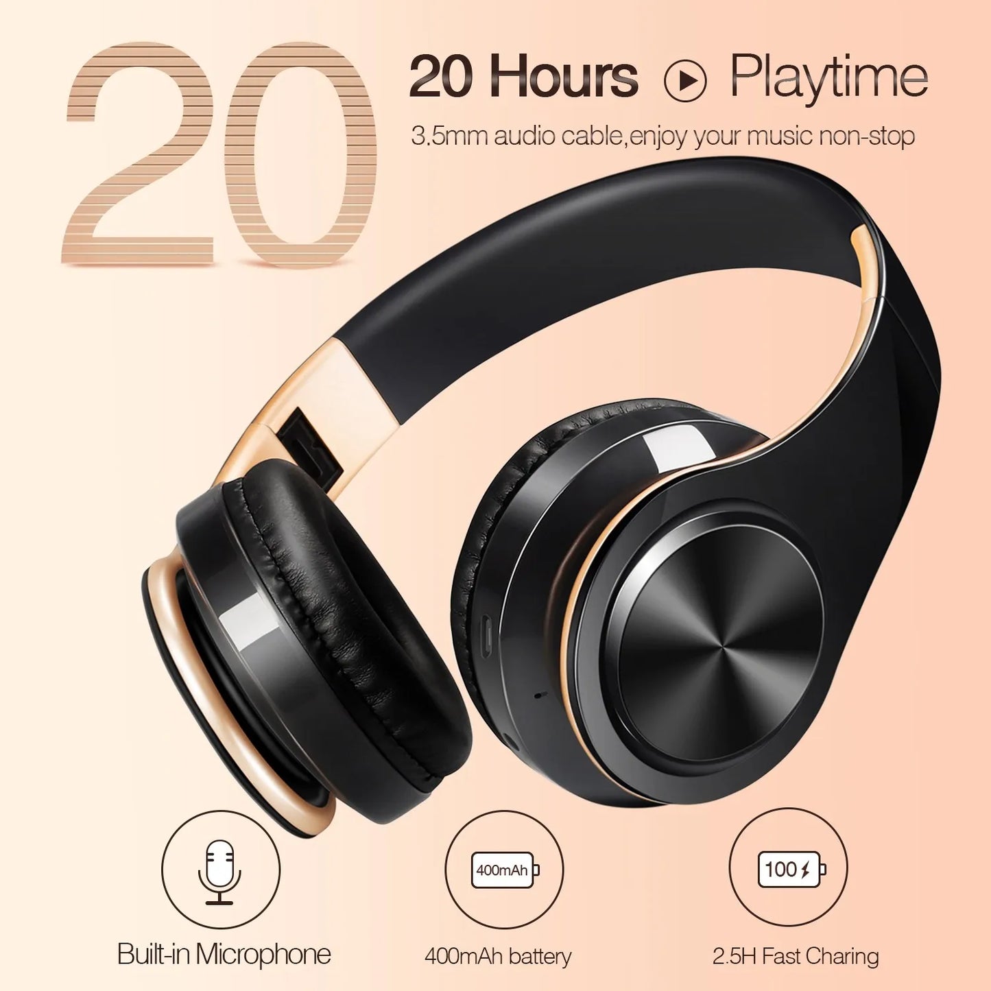 Gold Wireless Headphones