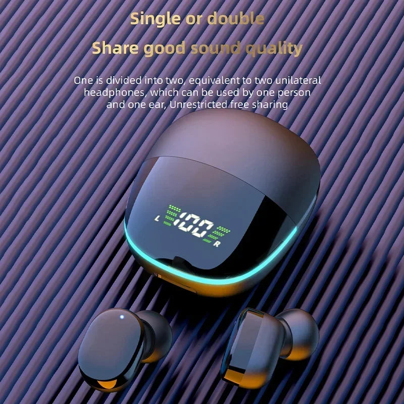Bluetooth Headphones with Mic LED Display