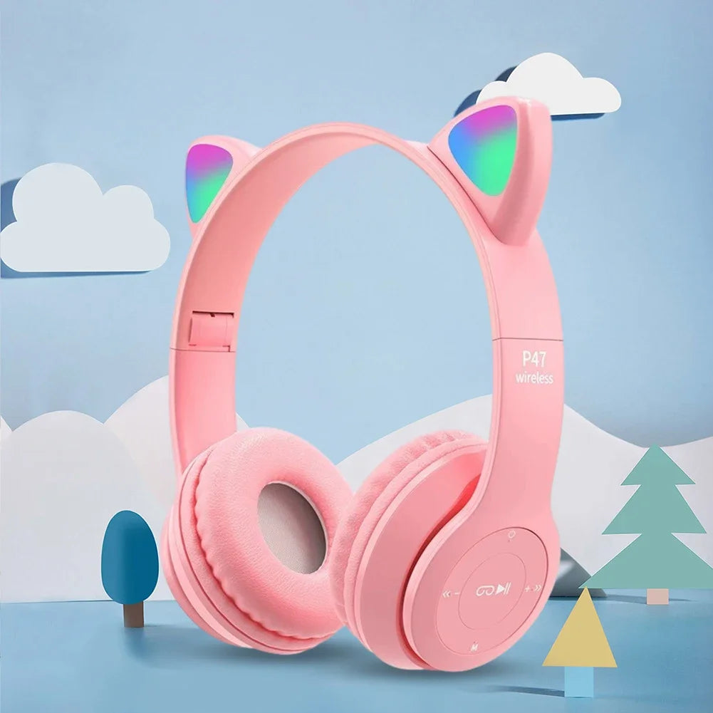 Cute Cat Ear Bluetooth Compatible Headset
