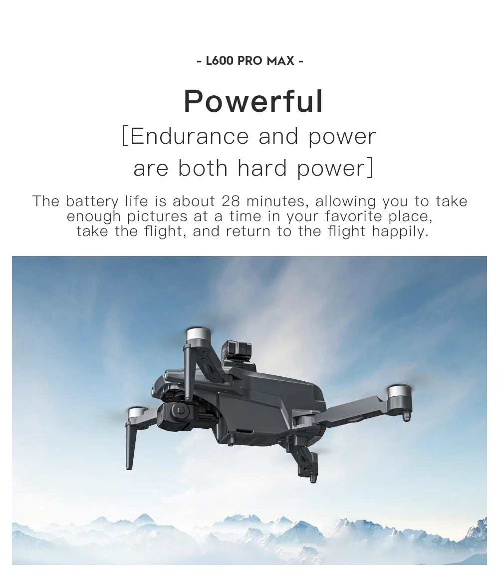 2024 New L600 PRO MAX GPS Drone 5KM 4K Professional HD Dual Camera 3-Axis Gimbal 360 Obstacle Avoidance Brushless Quadcopter Toy