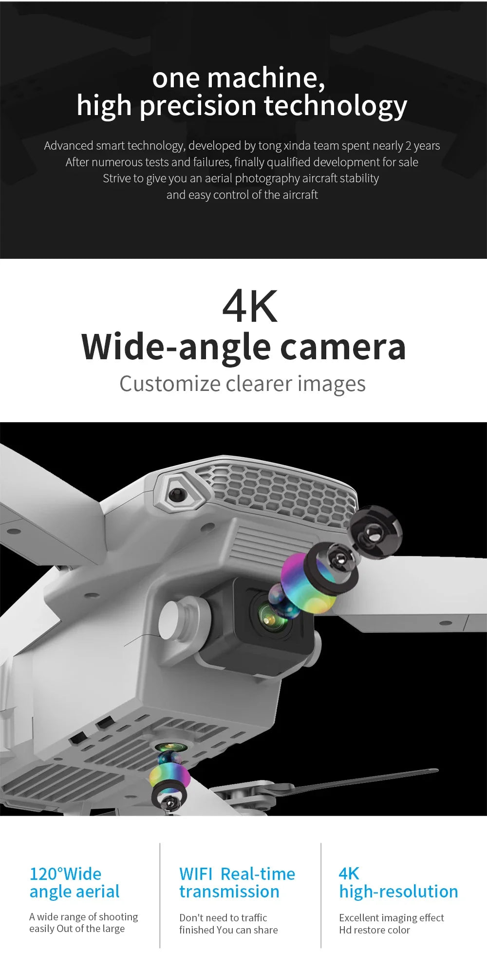 Professional Wide Angle RC Dron HD 4K Camera