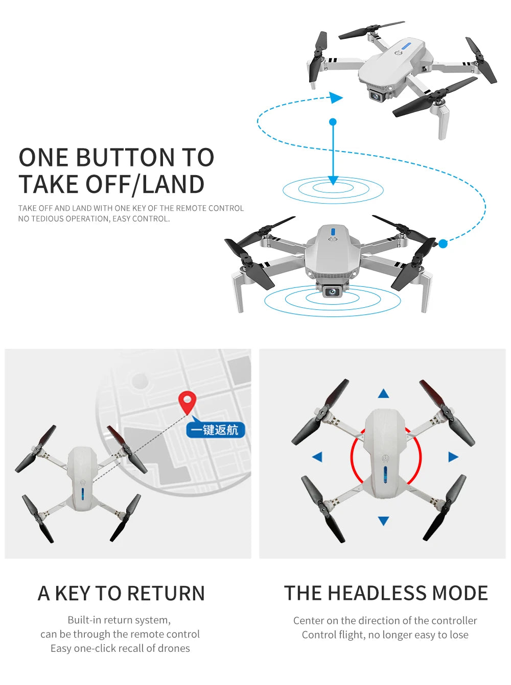 Professional Wide Angle RC Dron HD 4K Camera Mode