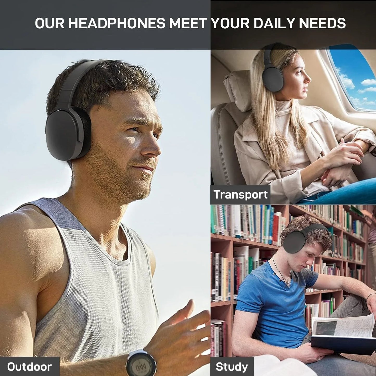Over Ear HIFI Stereo Headsets True Sports With Earphones