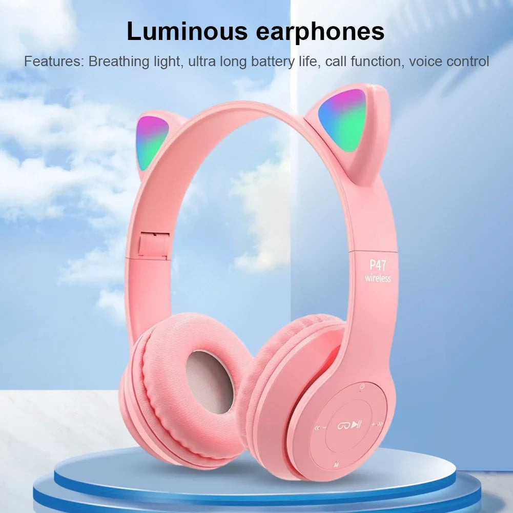 Cute Cat Ear Bluetooth Compatible Headset
