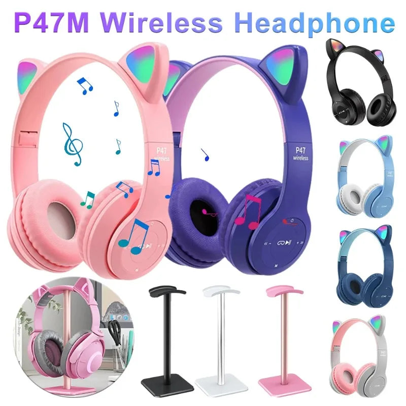 Cute Cat Ear Bluetooth Compatible Headset