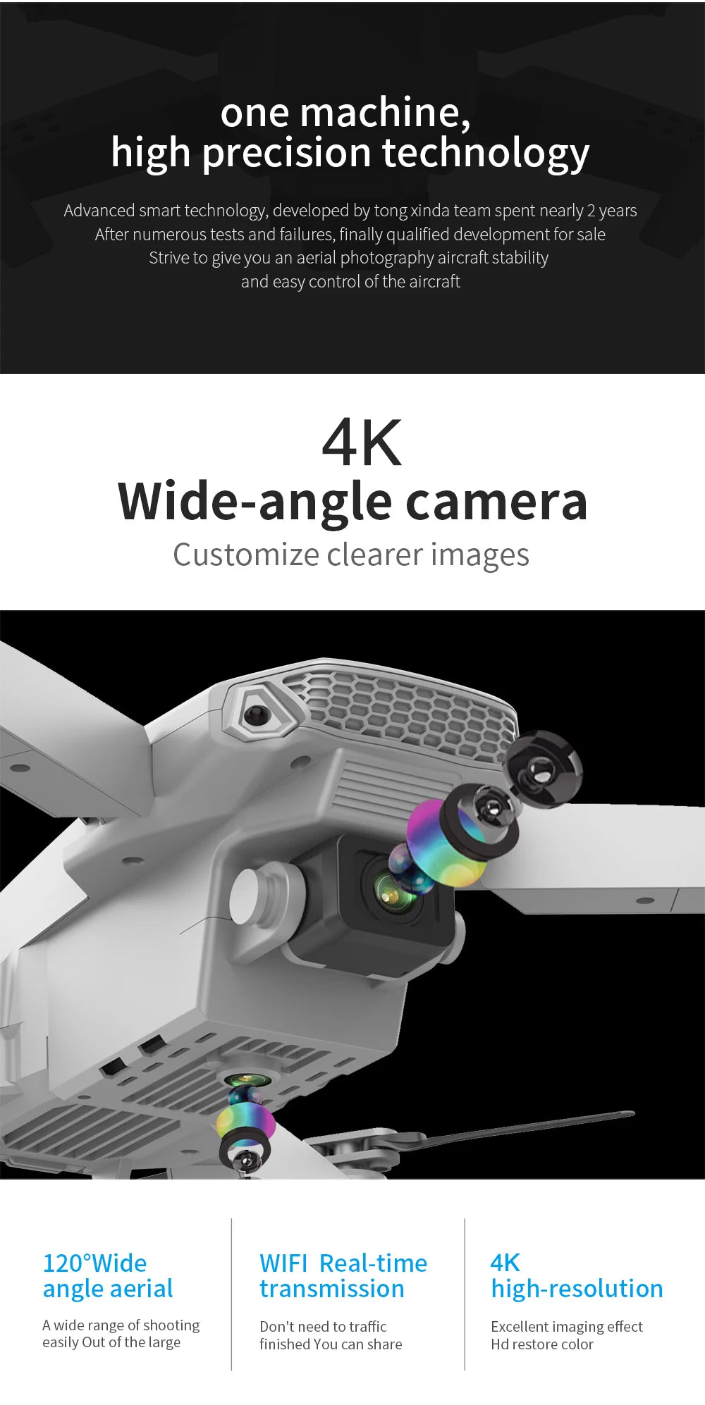 Professional Wide Angle RC Dron HD 4K Camera Mode