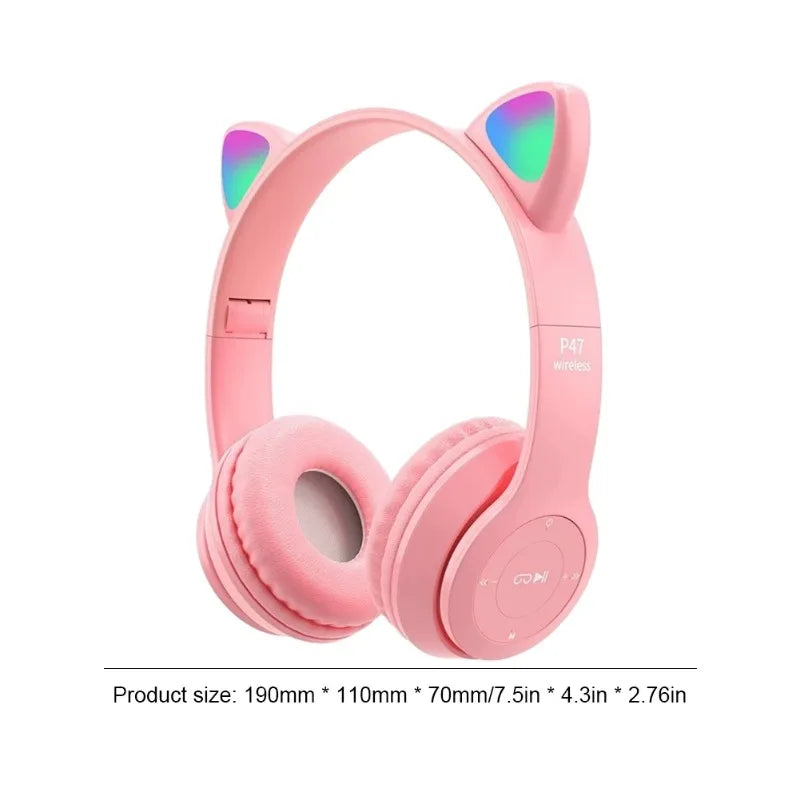 Cute Cat Ear Bluetooth Compatible Headset